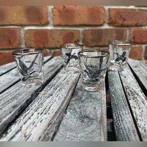 (4) Whiskey Federal Glass with Game Birds NEW